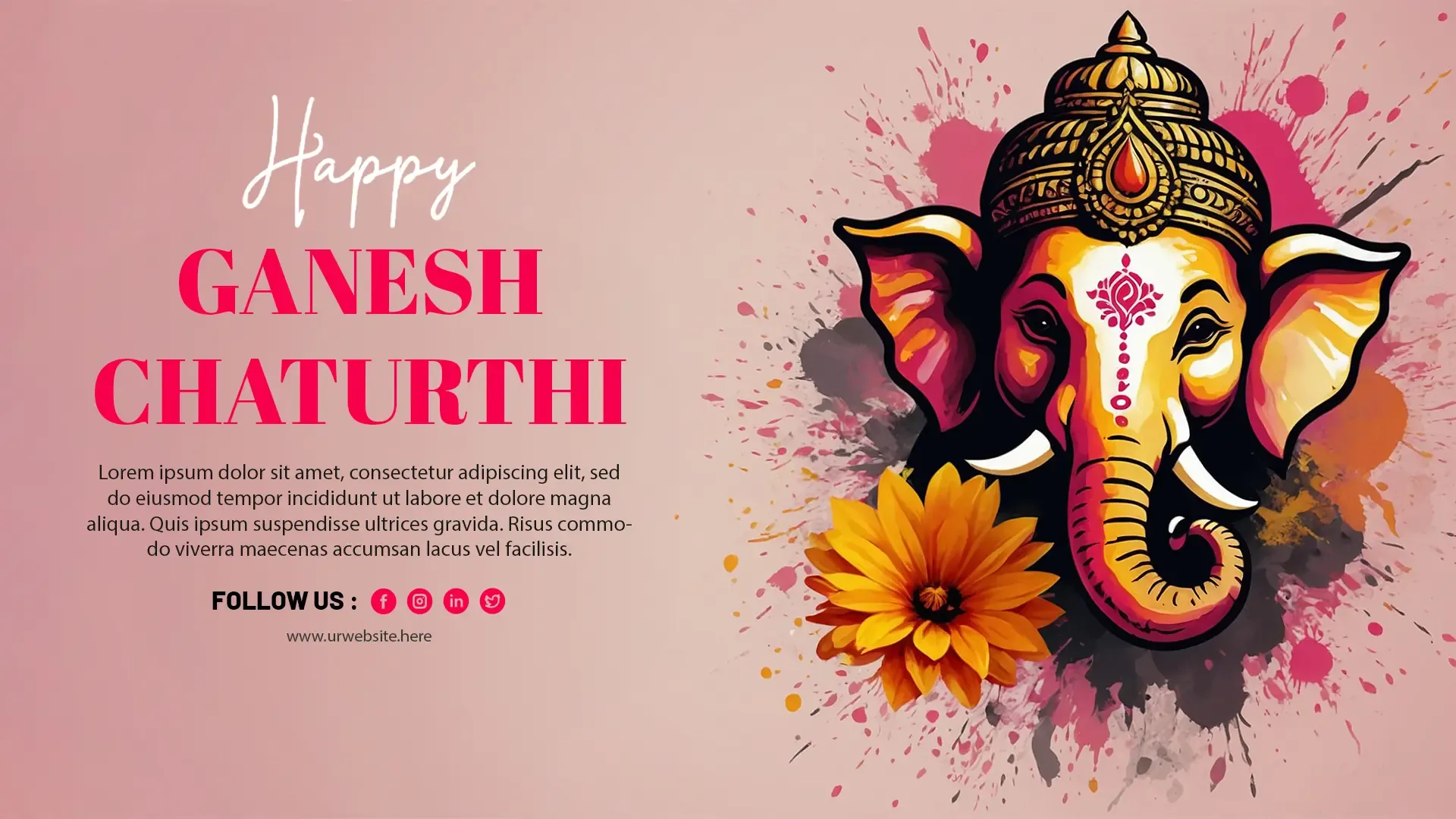 Modern Art Ganesh Chaturthi PSD with Vibrant and Colorful